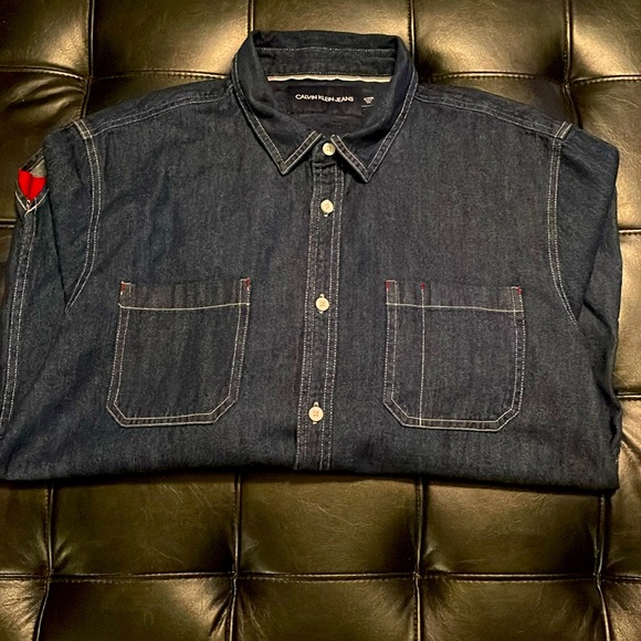 Mens Calvin Klein Denim Button up casual shirt - Picture 3 of 3